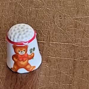 Vintage Reutter Stamped Germany Thimble Porcelain Teddy Bear